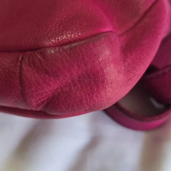 Fossil Erin Pebbled Leather Foldover Crossbody Bag Fuchsia Hot Pink Barbiecore - Picture 9 of 12